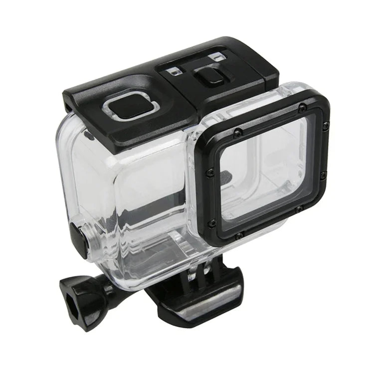 適用於 GoPro HERO6 /5 觸控螢幕 45米防水保護殼，帶扣環基本支架及螺絲，無需拆卸鏡頭，45米防水
