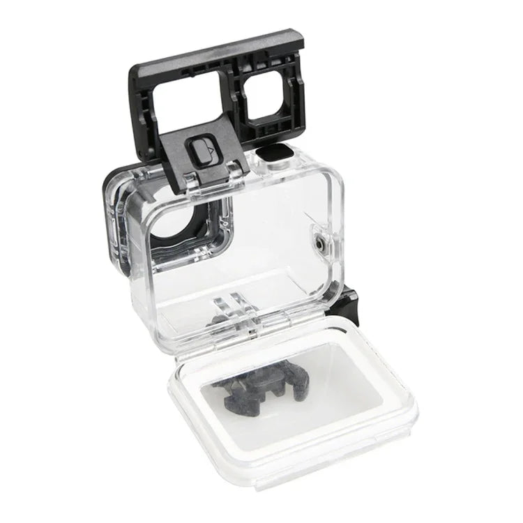 適用於 GoPro HERO6 /5 觸控螢幕 45米防水保護殼，帶扣環基本支架及螺絲，無需拆卸鏡頭，45米防水