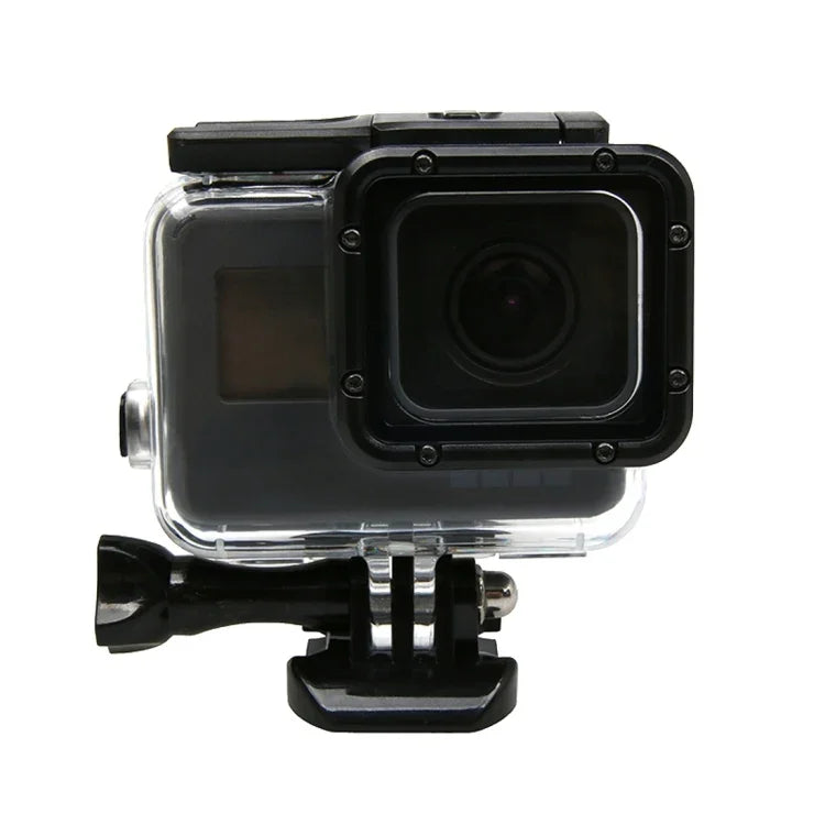 適用於 GoPro HERO6 /5 觸控螢幕 45米防水保護殼，帶扣環基本支架及螺絲，無需拆卸鏡頭，45米防水