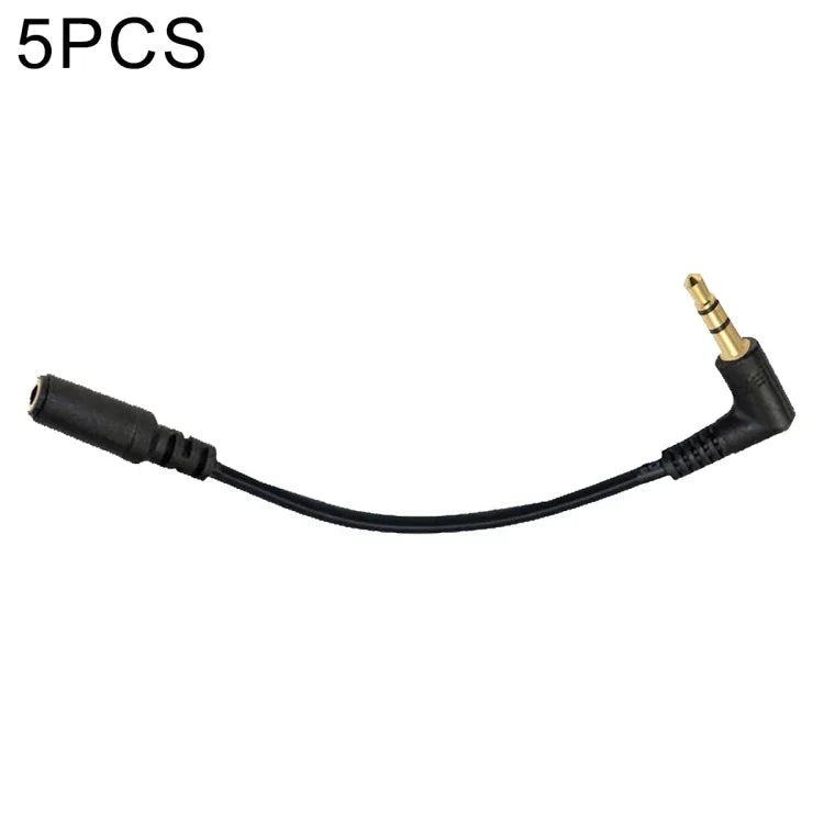 5 件裝 13cm 彎頭 3.5mm 音頻公對母電腦攝影機麥克風轉接線，彎頭 3.5mm