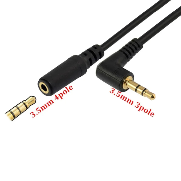 5 件裝 13cm 彎頭 3.5mm 音頻公對母電腦攝影機麥克風轉接線，彎頭 3.5mm