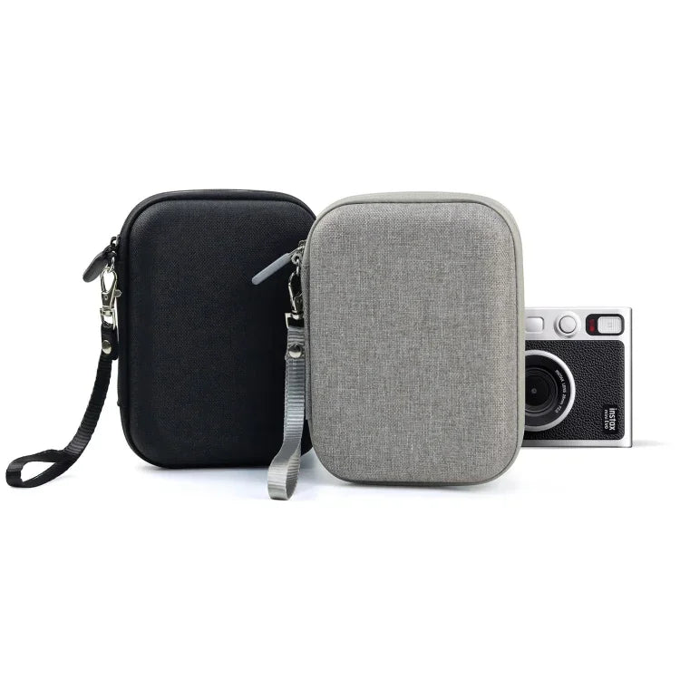 硬殼收納包，適用 FUJIFILM Instax mini EVO，布料紋理黑色，布料紋理灰色