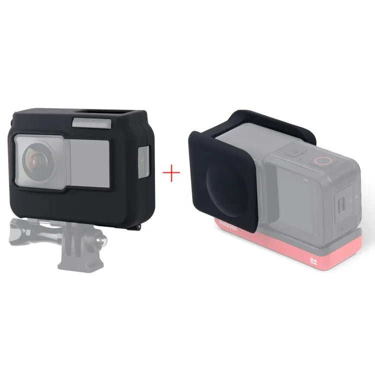 適用於 Insta360 One R 全景相機帶框架防震矽膠保護殼，附鏡頭蓋，全景保護殼 + 鏡頭蓋