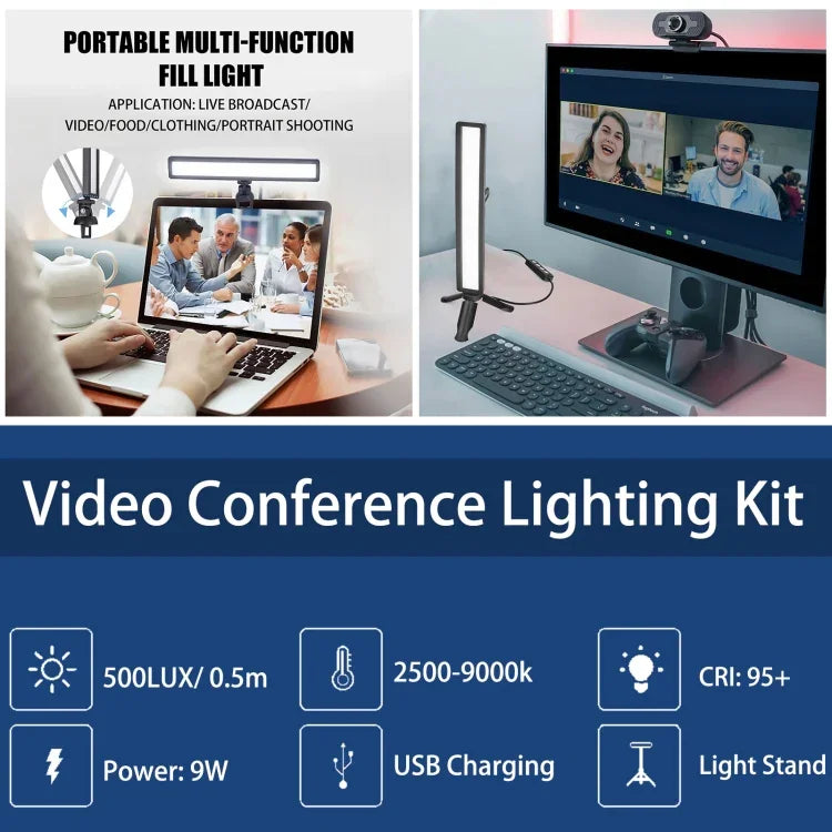 LUXCeO WS66 USB LED 直播補光燈，2500K-9000K 雙色溫，筆電會議補光燈，WS66
