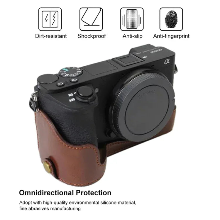 1/4吋螺紋 PU 皮革相機半套底座 適用 Sony ILCE-A6500 / A6500，適用 Sony ILCE-A6500 / A6500