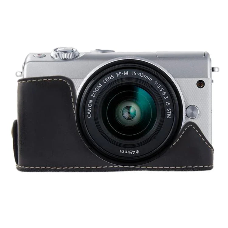 1/4吋螺紋 PU 皮革相機半套底座 適用 Canon EOS M100，適用 Canon EOS M100