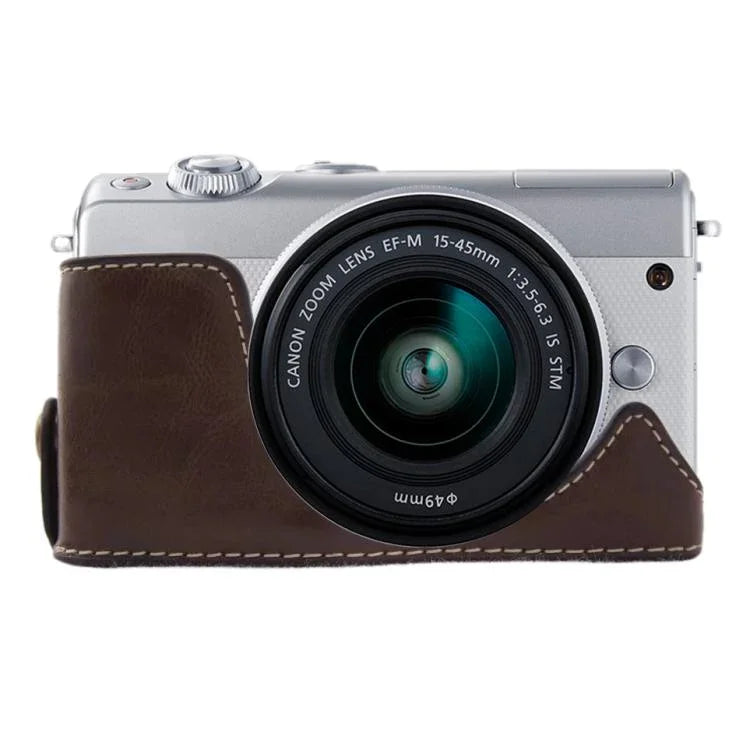 1/4吋螺紋 PU 皮革相機半套底座 適用 Canon EOS M100，適用 Canon EOS M100