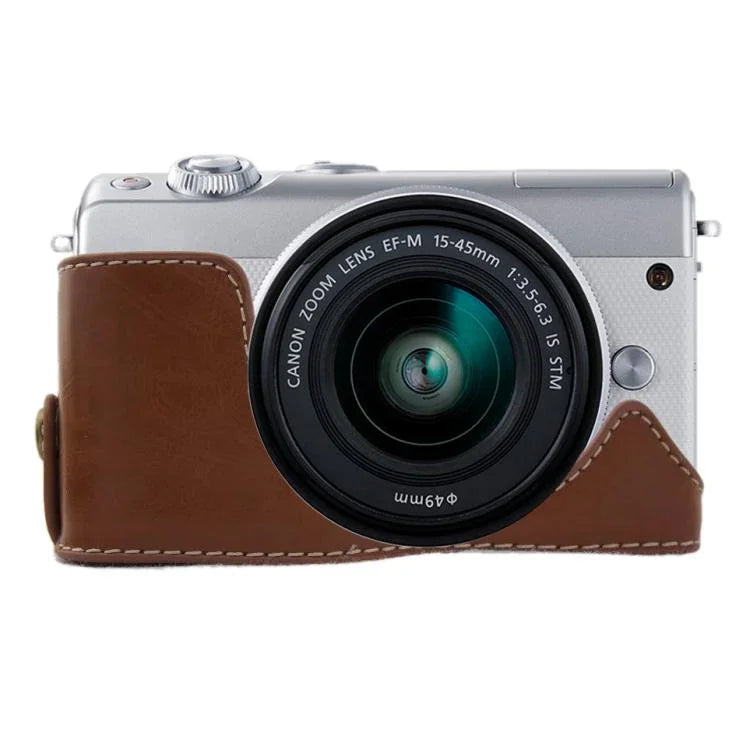 1/4吋螺紋 PU 皮革相機半套底座 適用 Canon EOS M100，適用 Canon EOS M100