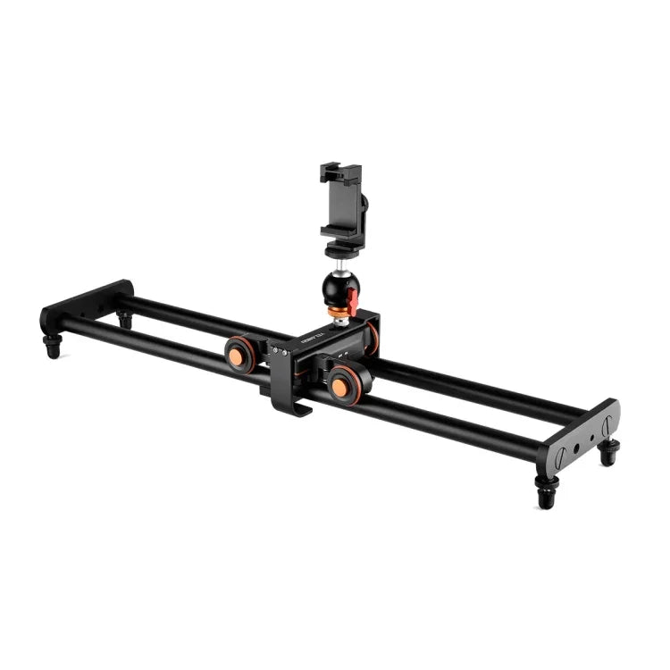 YELANGU L60E 60cm 滑軌 + L4 三輪攝影滑車含手機夾及球型雲台，L60E+L4X+PC03+T1