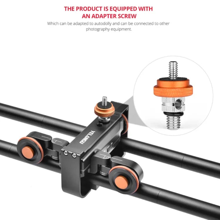 YELANGU L60E 60cm 滑軌 + L4 三輪攝影滑車含手機夾及球型雲台，L60E+L4X+PC03+T1