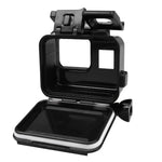 GoPro HERO5 2合1 觸控螢幕背蓋 + 45米防水保護殼（安裝時無需拆卸鏡頭）附扣環基本支架與導螺桿，無需拆卸鏡頭