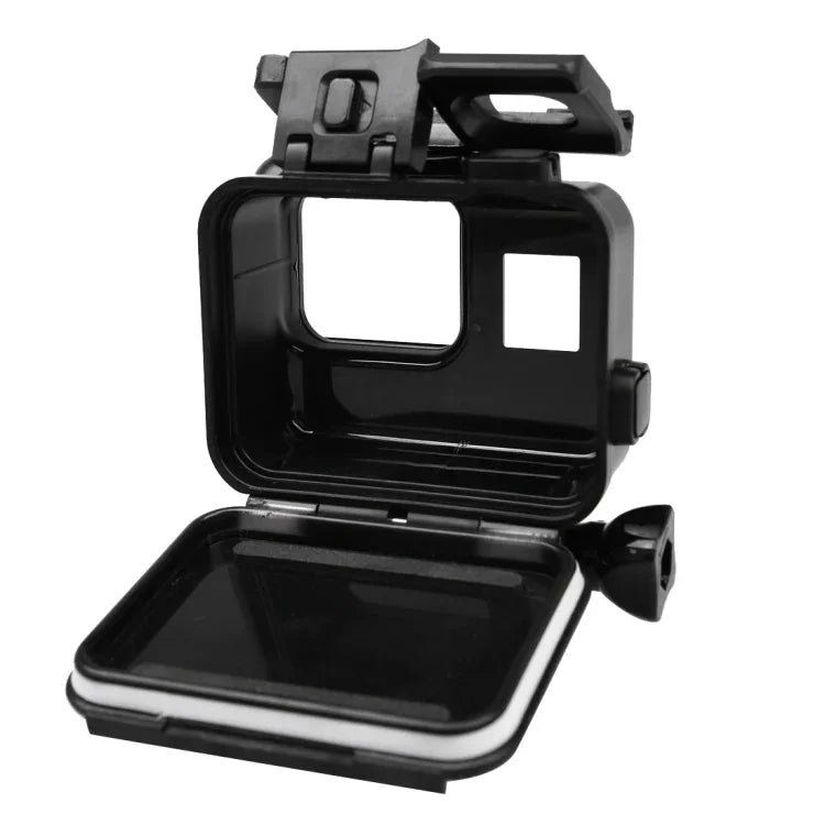 GoPro HERO5 2合1 觸控螢幕背蓋 + 45米防水保護殼（安裝時無需拆卸鏡頭）附扣環基本支架與導螺桿，無需拆卸鏡頭