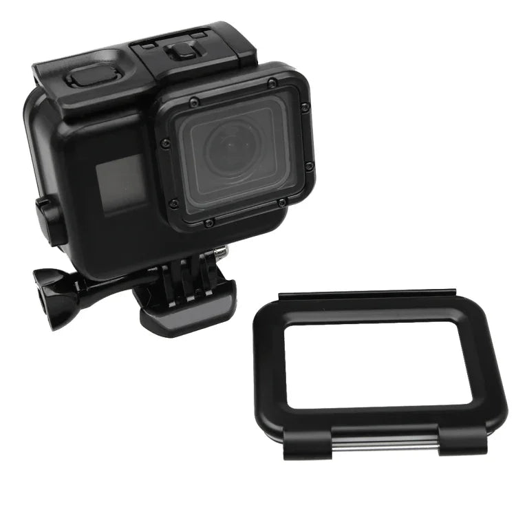 GoPro HERO5 2合1 觸控螢幕背蓋 + 45米防水保護殼（安裝時無需拆卸鏡頭）附扣環基本支架與導螺桿，無需拆卸鏡頭