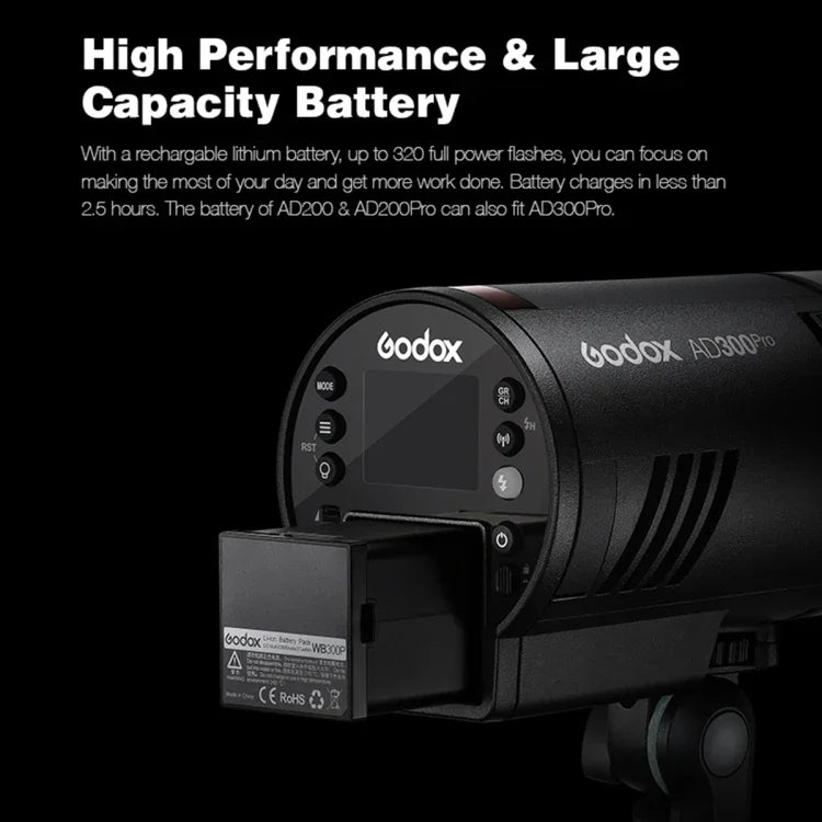 Godox AD300 Pro 300Ws TTL HSS 口袋閃光燈戶外速閃燈套件，AD300 Pro