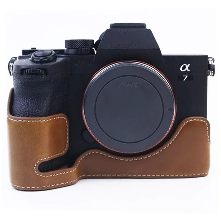 1/4 吋螺紋 PU 皮革相機半包覆底座，適用於 Sony A7 IV，適用於 Sony A7 IV