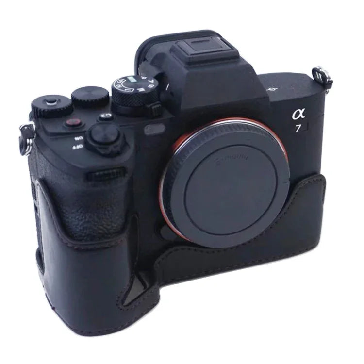 1/4 吋螺紋 PU 皮革相機半包覆底座，適用於 Sony A7 IV，適用於 Sony A7 IV