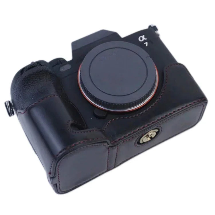 1/4 吋螺紋 PU 皮革相機半包覆底座，適用於 Sony A7 IV，適用於 Sony A7 IV