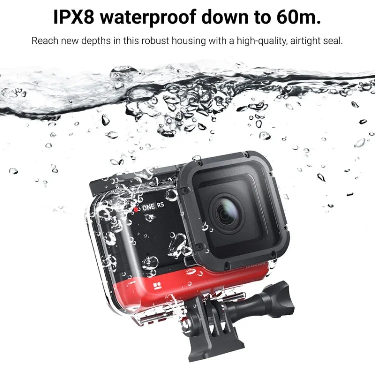 60米水下深度潛水殼防水相機保護殼，適用於 Insta360 One RS 4K，適用於 Insta360 One RS 4K
