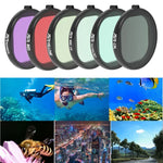 JSR 圓形外殼潛水 6 合 1 UV + CPL + 16X 微距 + 紅色 + 黃色 + 紫色鏡頭濾鏡 適用於 GoPro HERO8 Black，6 合 1 鏡頭