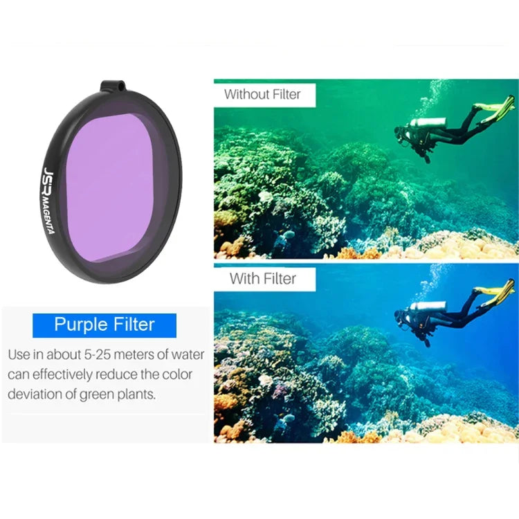JSR 圓形外殼潛水 6 合 1 UV + CPL + 16X 微距 + 紅色 + 黃色 + 紫色鏡頭濾鏡 適用於 GoPro HERO8 Black，6 合 1 鏡頭