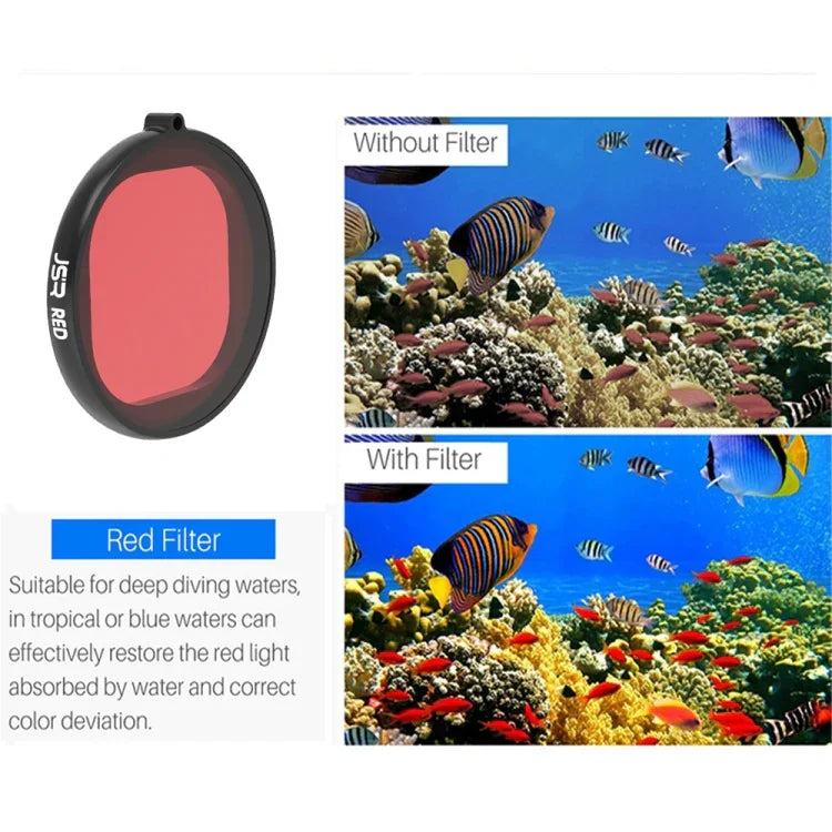 JSR 圓形外殼潛水 6 合 1 UV + CPL + 16X 微距 + 紅色 + 黃色 + 紫色鏡頭濾鏡 適用於 GoPro HERO8 Black，6 合 1 鏡頭