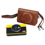 適用於 Kodak Mini Shot2 Retro / C210R instax 全身相機 PU 皮革保護套附背帶，適用於 Kodak Mini Shot2 Retro / C210R