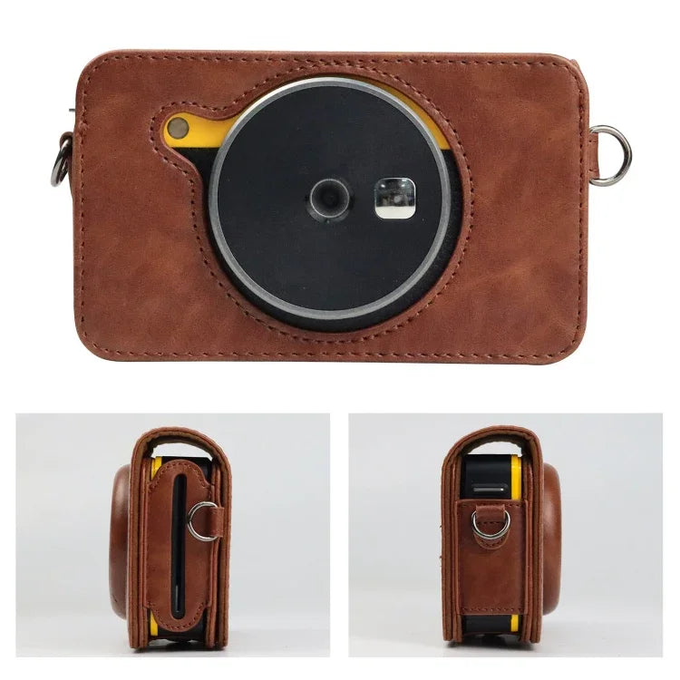 適用於 Kodak Mini Shot2 Retro / C210R instax 全身相機 PU 皮革保護套附背帶，適用於 Kodak Mini Shot2 Retro / C210R