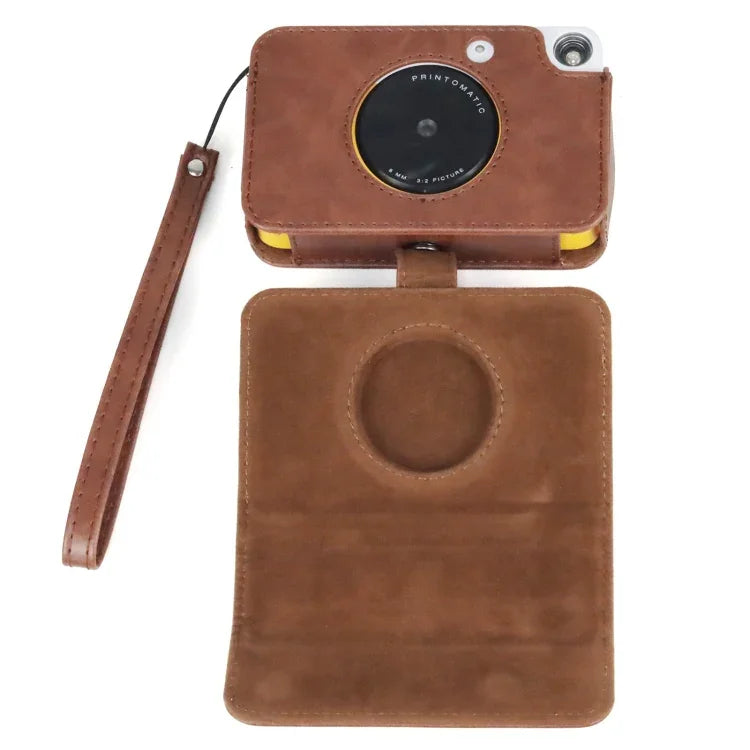 適用於 Kodak PRINTOMATIC 全身相機 PU 皮革保護套附背帶，適用於 Kodak PRINTOMATIC