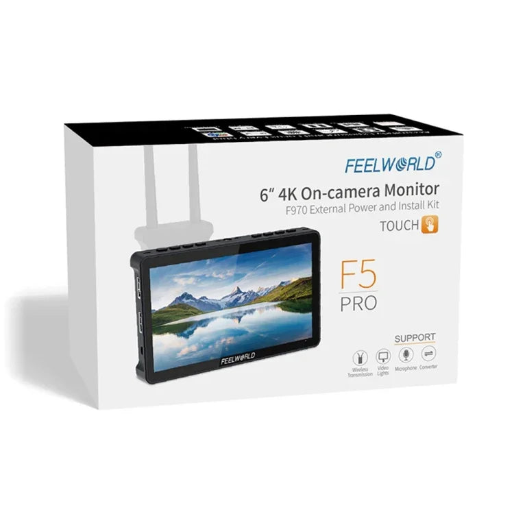 FEELWORLD F5 Pro V4 6 吋觸控螢幕 DSLR 相機外接監視器，3D LUT，4K HDMI 輸入輸出，傾斜支架，F5 Pro V4