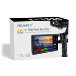 FEELWORLD FW568 V3 6 吋 3D LUT DSLR 相機外接監視器，IPS 全高清 1920 x 1152，支援 HDMI 輸入輸出，傾斜支架