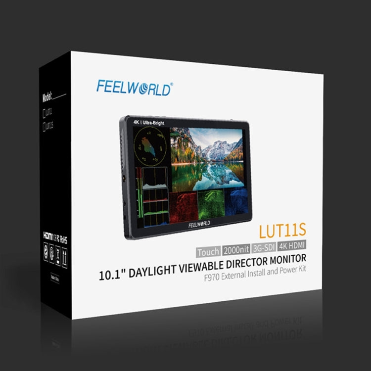 FEELWORLD LUT11S 10.1 吋超高亮度 2000nit 觸控螢幕 DSLR 攝影機現場監視器，3G-SDI 4K HDMI 輸入輸出 1920 x 1200 IPS 面板，LUT11S