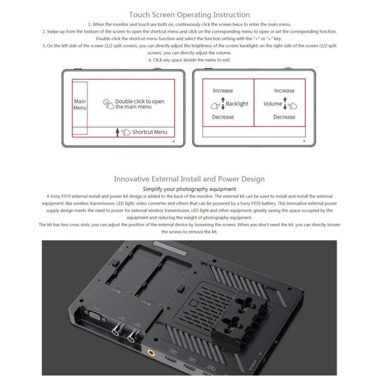 FEELWORLD LUT11S 10.1 吋超高亮度 2000nit 觸控螢幕 DSLR 攝影機現場監視器，3G-SDI 4K HDMI 輸入輸出 1920 x 1200 IPS 面板，LUT11S
