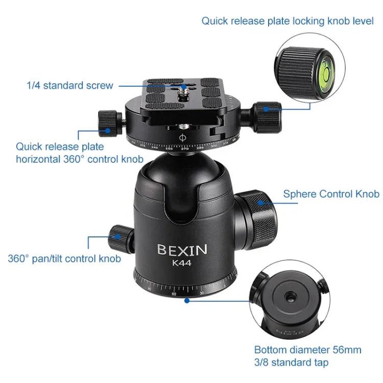 BEXIN RC334 便攜可折疊碳纖維相機三腳架，RC334