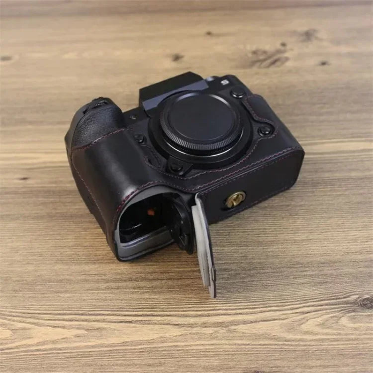 適用於 Fujifilm XH2S 1/4 吋螺紋 PU 皮革相機半套底座，適用於 Fujifilm XH2S