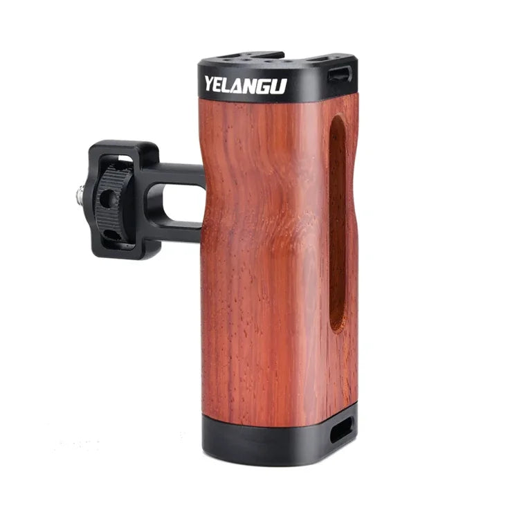 YELANGU LW-B01-2 側邊木質手柄握把帶冷靴，適用於 LW-B01 攝影機框架，LW-B01-2