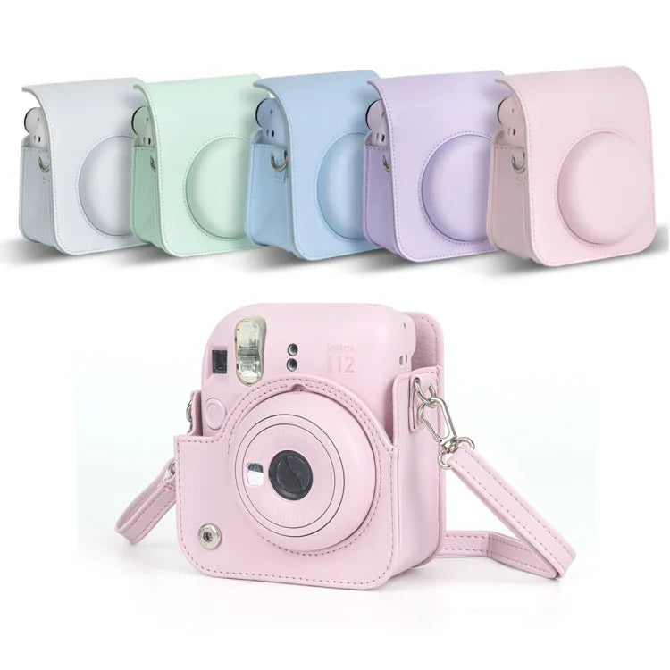 適用於 FUJIFILM instax mini 12 全身皮革相機包，帶背帶