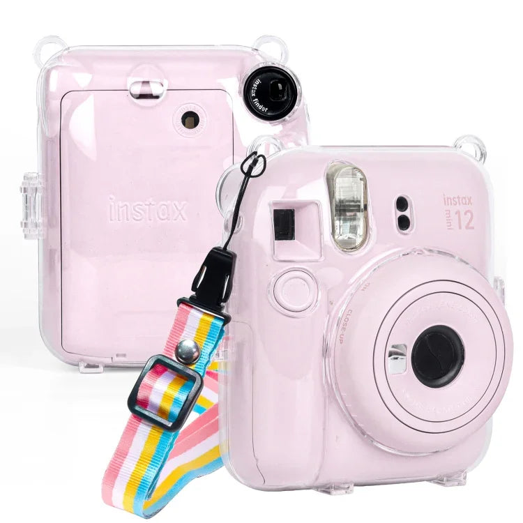適用於 FUJIFILM Instax mini 12 水晶硬殼相機包，帶肩帶，適用於 FUJIFILM Instax mini 12