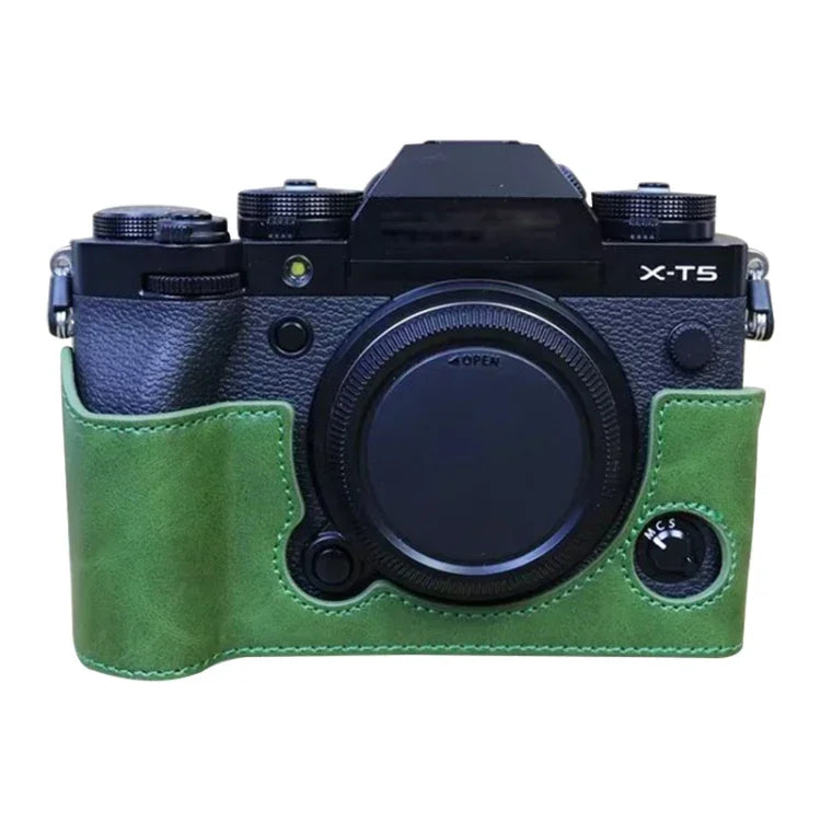 適用於 FUJIFILM X-T5 1/4 英寸螺紋 PU 皮革相機半套底座，適用於 FUJIFILM X-T5