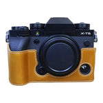 適用於 FUJIFILM X-T5 1/4 英寸螺紋 PU 皮革相機半套底座，適用於 FUJIFILM X-T5