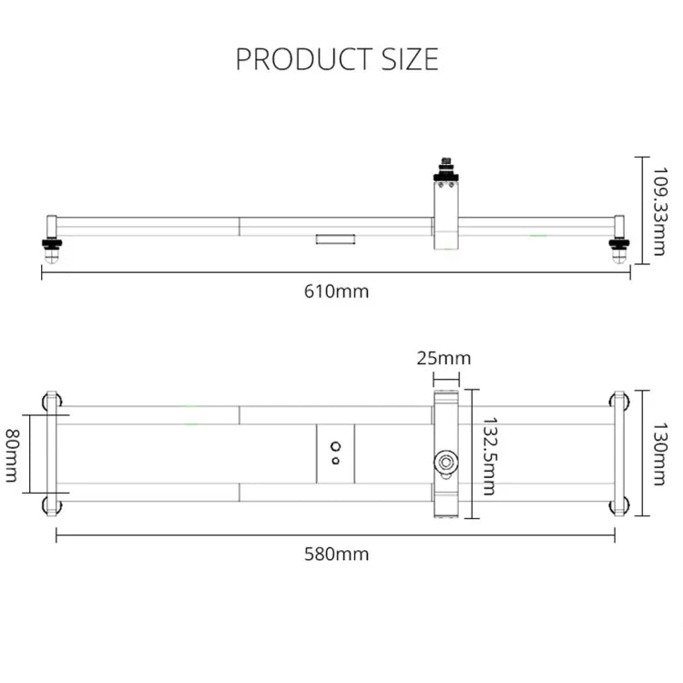 YELANGU YLG0119A 60cm 拼接滑軌軌道 + 手推車軌道扣，適用於單眼相機/攝影機，60cm 軌道 + 軌道扣