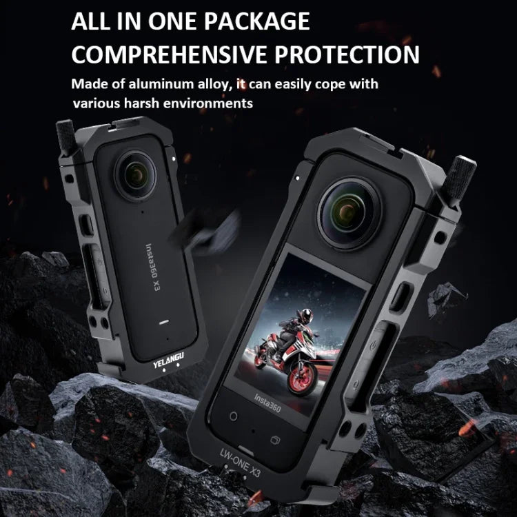 適用於 Insta360 X3 YELANGU LW-ONE X3 金屬框架延伸保護殼，LW-ONE X3