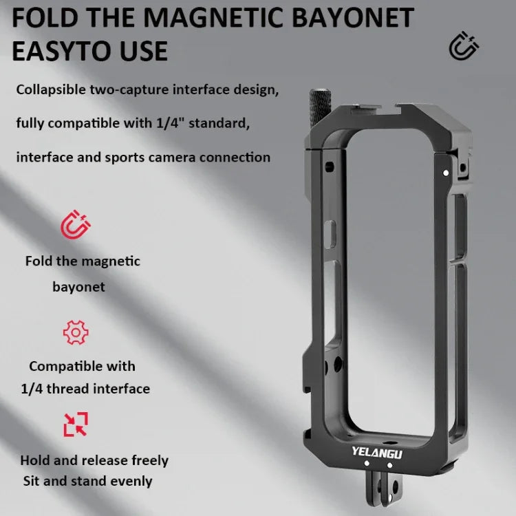 適用於 Insta360 X3 YELANGU LW-ONE X3 金屬框架延伸保護殼，LW-ONE X3