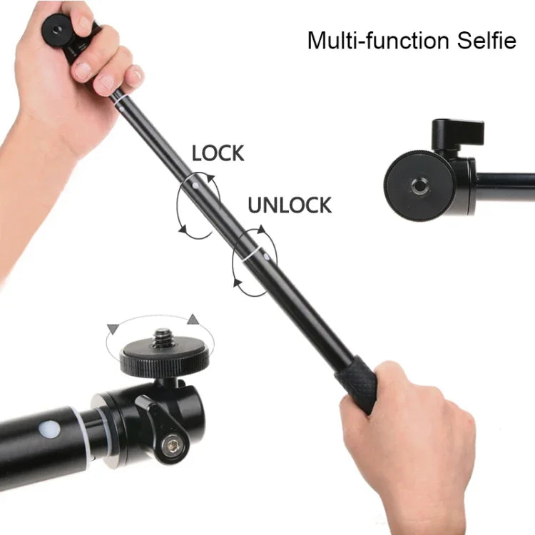 30-93cm 折疊式多功能自拍桿三腳架支架，適用於 GoPro、Insta360、DJI 及其他運動相機、手機，長度：30-93cm