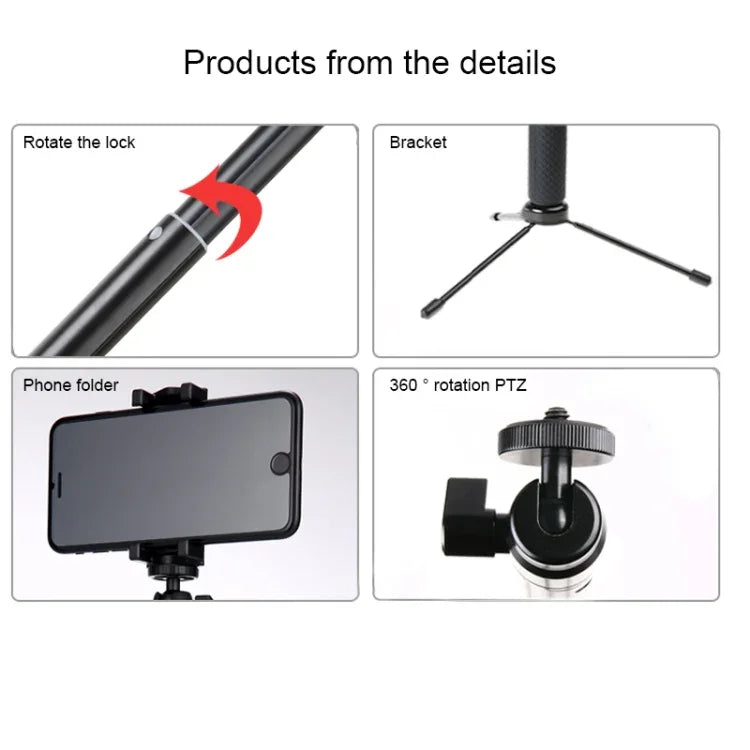30-93cm 折疊式多功能自拍桿三腳架支架，適用於 GoPro、Insta360、DJI 及其他運動相機、手機，長度：30-93cm