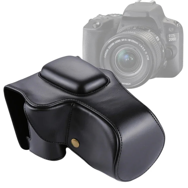 Canon EOS 200D（18-55mm 鏡頭）全身相機 PU 皮革保護套，適用 EOS 200D