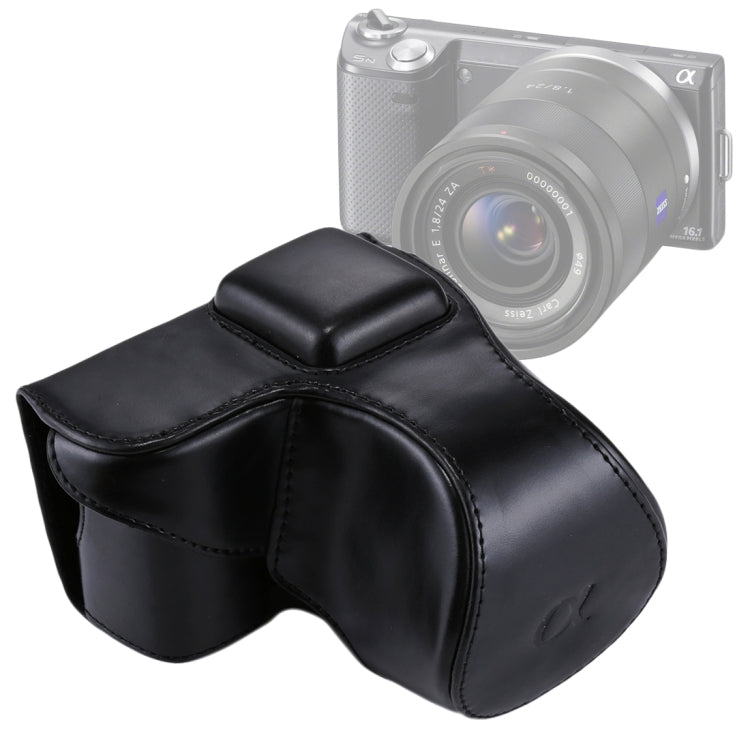 全身相機 PU 皮革保護套包，帶背帶，適用於 Sony NEX 5N / 5R / 5T（16-50mm / 18-55mm 鏡頭），適用於 Sony NEX 5N