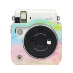 彩虹油畫圖案 PU 皮革相機保護包，適用於 FUJIFILM Instax Mini70 相機，彩虹油畫