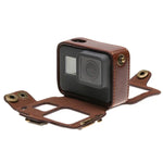 GoPro HERO7 Black /6 /5 PU 皮革保護殼附頸帶與按鈕，PU 皮革（棕色）、PU 皮革（咖啡色）、PU 皮革（黑色）
