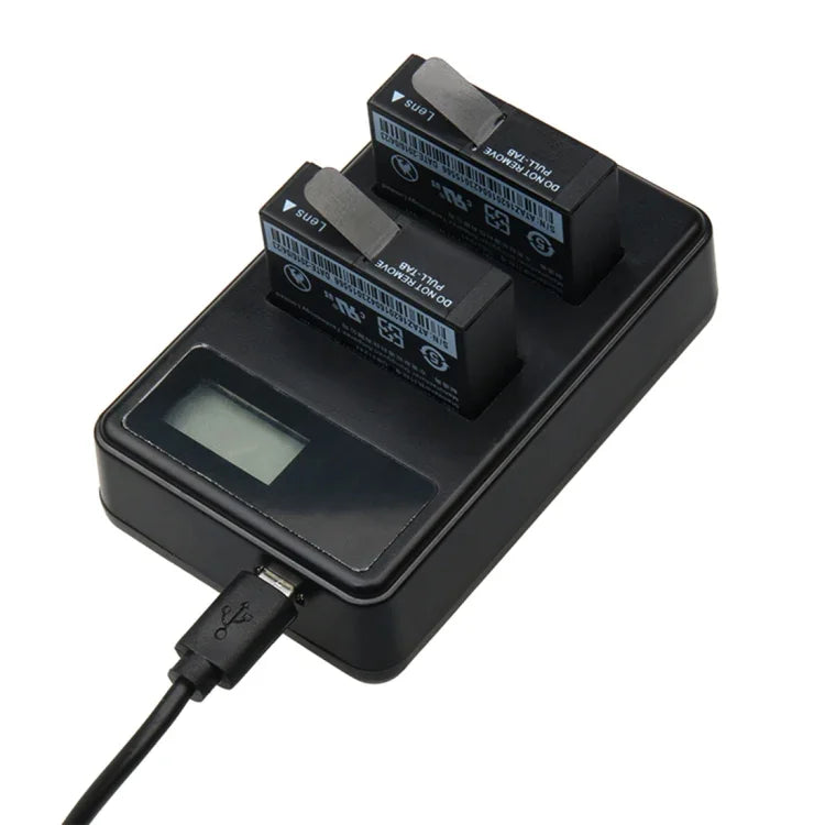 Xiaoyi 4K 運動相機用 LCD 螢幕雙電池充電器附 USB 線，顯示充電容量 (XM47)，LCD 螢幕電池充電器