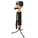 浮動手柄握把附三腳架支架與可調防丟掛繩，適用 GoPro、Insta360、DJI 及其他運動相機，三腳架支架